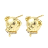 Bear Brass Micro Pave Clear Cubic Zirconia Stud Earring Findings KK-G547-05G-1