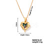 Vintage Brass Micro Pave Cubic Zirconia Heart Pendant Necklace for Women MF6183-5-1