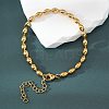Ion Plating(IP) 304 Stainless Steel Oval Ball Chain Bracelets for Women BJEW-C046-01G-1