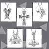 7Pcs 7 Style Arrow & Wolf & Cross & Axe & Wing Pendant Necklaces Set NJEW-AN0001-44-6