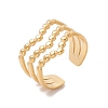 Ion Plating(IP) 304 Stainless Steel Crown Open Cuff Ring RJEW-H107-17G-3