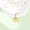 304 Stainless Steel Sun Pendant Cable Chain Necklaces for Men Women NJEW-K308-04E-G-3