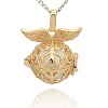 Golden Tone Brass Hollow Round Cage Pendants KK-J237-07G-1