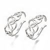 Brass Micro Pave Clear Cubic Zirconia Cuff Earrings EJEW-S201-203P-NF-1