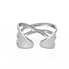 Non-Tarnish 304 Stainless Steel Criss Cross Cuff Ring RJEW-N038-036P-2