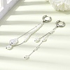 304 Stainless Steel & Glass Pearl Tassel Hoop Earrings for Women EJEW-G463-01P-3