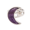 Moon & Star Natural Amethyst Adjustable Rings G-B085-18P-03-2