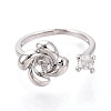 Windmill Brass Micro Pave Clear Cubic Zirconia Cuff Ring Settings KK-T076-36G-2