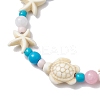 3Pcs 3 Styles Starfish & Turtle Synthetic Turquoise Braided Bead Bracelet Sets BJEW-JB10348-4