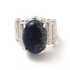 Natural Sodalite Oval Open Cuff Ring RJEW-P082-03P-15-3