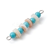 Synthetic Turquoise Round & Natural Freshwater Shell Disc Beaded Connector Charms PALLOY-JF03987-01-4