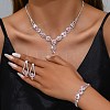 Teardrop Brass Rhinestone Necklaces & Link Bracelets & Stud Earring Sets FS-WGE0FD5-02-3
