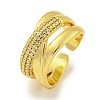 Rack Plating Brass Micro Pave Cubic Zirconia Open Cuff Rings RJEW-I104-19G-1