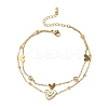 304 Stainless Steel Pave Clear Cubic Zirconia Enamel Charm 2-Strand Anklets for Women AJEW-K054-01D-G-2