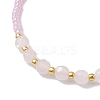 Adjustable Natural Rose Quartz & Seed Braided Bead Bracelets BJEW-JB10181-05-3