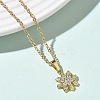 Brass Micro Pave Clear Cubic Zirconia Pendant 304 Stainless Steel Chain Necklaces for Women NJEW-D341-12A-G-2