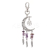 Tibetan Style Alloy Moon with Feather Pendant Decorations HJEW-JM02322-4