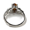 Oval Natural Tiger Eye Adjustable Rings RJEW-Q818-01P-10B-4