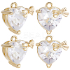 6Pcs Brass Micro Pave Cubic Zirconia Pendants KK-BBC0020-46-1