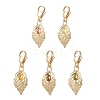 Leaf 304 Stainless Steel & Natural Tourmaline Pendant Decorations HJEW-JM03906-02-2