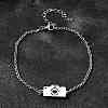 201 Stainless Steel Camera with Heart Link Bracelets BJEW-B128-04P-1