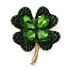 Clover Alloy Rhinestone Lapel Pins for Backpack Clothes JEWB-H032-02G-2