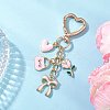 Valentine's Day Bowknot Heart Rose Alloy Enamel Pendant Decorations HJEW-JM04467-2