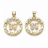 Brass Micro Pave Clear Cubic Zirconia Pendants ZIRC-S067-198-NF-1