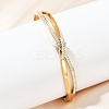 201 Stainless Steel with Rhinestone Bangles for Women LS-BJEW-B138-03G-1