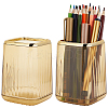 Gold Brim Square Mouth Plastic Pen Holders DJEW-WH0039-41C-1