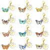 12Pcs Butterfly & Flower Alloy Enamel Pendants Decorations HJEW-YW00122-1