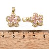 Flower Brass Micro Pave Cubic Zirconia Pendants KK-M325-13C-G-3