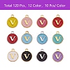 120Pcs 12 Colors Golden Plated Alloy Charms ENAM-SZ0001-64V-6