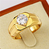 304 Stainless Steel Pave Clear Cubic Zirconia Finger Rings for Men FS-WG96A01-08-1