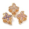 Brass Micro Pave Clear Cubic Zirconia Rotatable Box Clasps KK-U037-31G-1