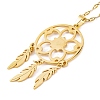Woven Net/Web with Feather 201 Stainless Steel Boho Pendant Necklaces for Women NJEW-G087-04G-2