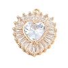 Brass Micro Pave Cubic Zirconia with Glass Pendants KK-Q026-20G-1