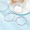 3Pcs 3 Color Natural Pearl & Glass Seed Braided Bead Bracelets Set BJEW-JB09535-3