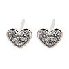 925 Sterling Silver Clear Cubic Zirconia Heart Stud Earrings EJEW-Q030-02P-2