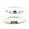 2Pcs Couple Alloy Star Owl & Synthetic Turquoise Stretch Bracelets Sets RY2820-3-1