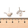 925 Sterling Silver Clear Cubic Zirconia Leaf Stud Earrings EJEW-L300-08P-5
