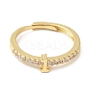 Rack Plating Brass Clear Cubic Zirconia Number 1 Adjustable Rings for Women RJEW-S407-09G-01-2