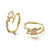 Oval Brass Cat Eye Cuff Rings for Women RJEW-U042-01G-02-4