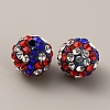 Independence Day Theme Polymer Clay Rhinestone Round Beads PORC-WH0001-04-1