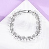 Cherry Brass Micro Pave Clear Cubic Zirconia Link Bracelets for Women BJEW-G740-02P-1