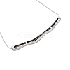 304 Stainless Steel Round Snake Chain Textured Bar Pendant Necklaces for Women NJEW-K276-15P-3