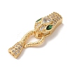 Snake Brass Micro Pave Cubic Zirconia S Hook Clasps KK-A227-06G-1