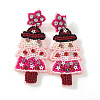 Christmas Tree with Star Handmade Glass Seed Beads Dangle Stud Earrings HU0349-6-1