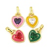Rack Plating Heart Brass & Cubic Zirconia & Enamel Pendants KK-Z053-28G-1