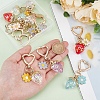 10Pcs 5 Colors Acrylic Strawberry & Alloy Enamel Flower Pendant Decorations HJEW-WR00003-3